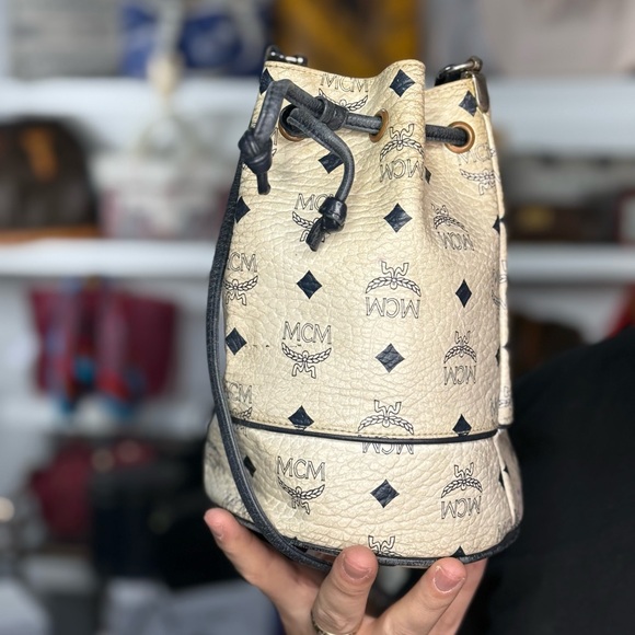 MCM Handbags - MCM White Mini Drawstring bag